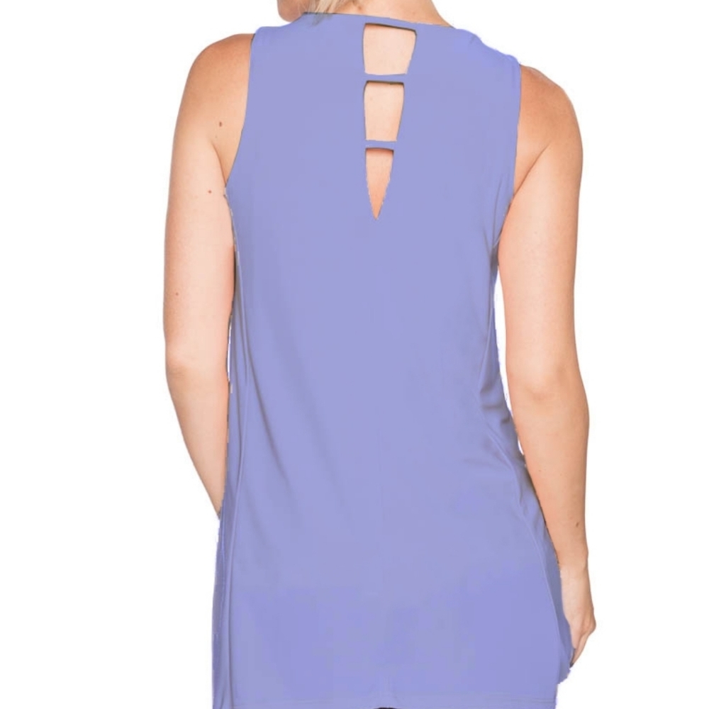 Last Tango Purple Flowy Vneck Caged Back Tank Size Large